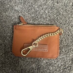 Brown Leather Coin Purse with Gold Chain